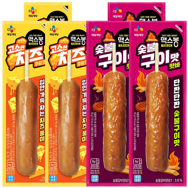 맥스봉 핫바(숯불구이맛 + 고소한치즈후랑크맛), 3세트, 135g