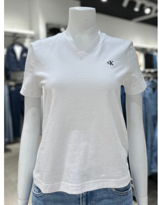 캘빈클라인 진 CALVIN KLEIN JEANS 캘빈클라인진여성 브이넥 클래식핏 스트레치 반팔 티셔츠 47A222G-YAA YDX202 CUV595