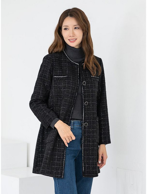 모슬린 엄마옷 라운드 트위드 롱 정장 자켓 MQG126079 마담 미시 중년여성 빅사이즈 할머니옷 50대 60대 70대