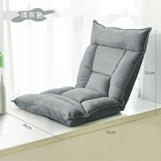 懶人沙發 單人 靠背休閒椅子 落地摺疊 臥室陽台飄窗PP棉填充 五檔調節, 1個, 加大加寬+升級頸部【銀河灰】云端坐感 飽滿填充 承重300斤