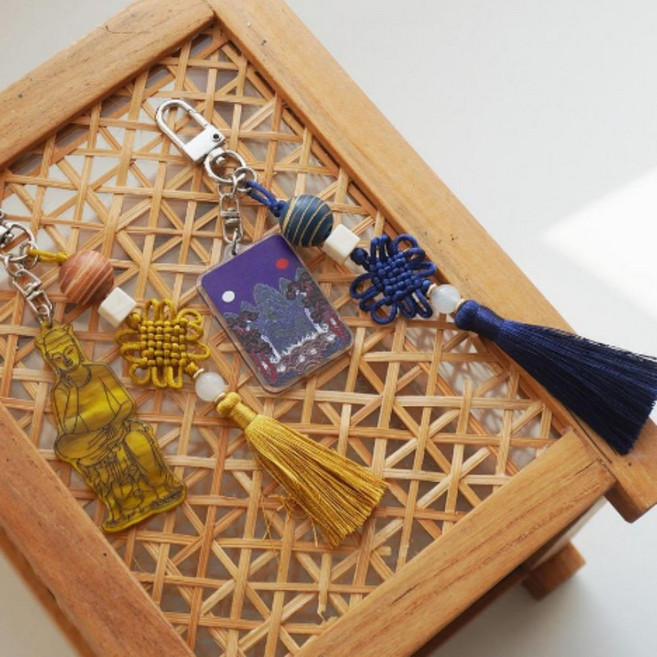 다플 전통 문양 달항아리 고려청자 노리개 태슬 키링 가방, 1개, daoll 7. 반가사유상 완제