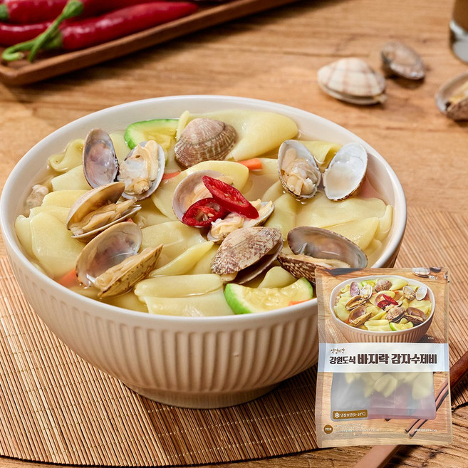 [쇼핑온TV] 식감미각 강원도식 감자 수제비 밀키트, 바지락 수제비 5팩