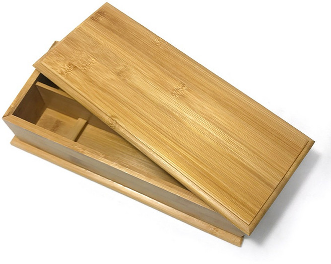 업소용 뚜껑있는 수저함 테이블 사각 대나무 수저통, 1개