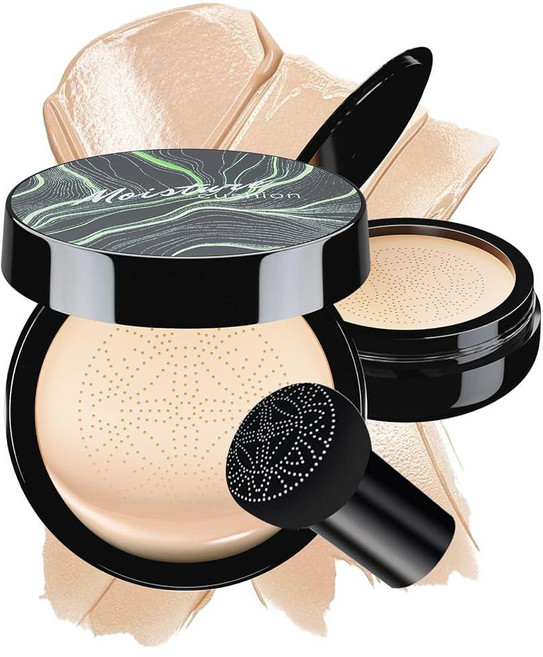 Mushroom Head 에어 쿠션 CC 크림 - BB 크림 페이스 메이크업 파운데이션 성숙한 피부 모이스처라이징 컨실러 모든 피부 타입에 맞는 오래 지속되고 균일한 피부, Ivory, 1개