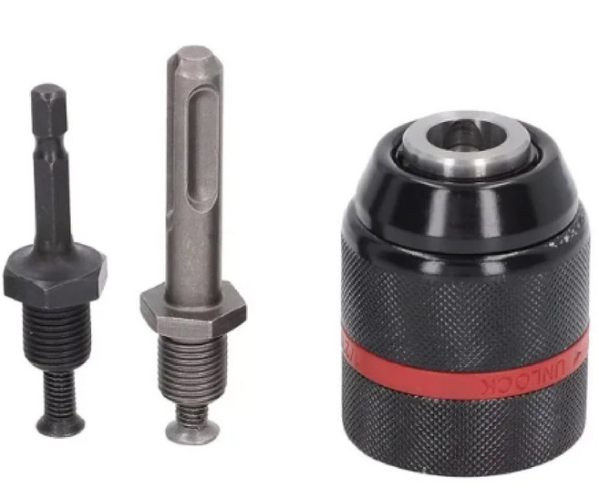 고강도 드릴척 13mm 1/2 키레스척 1.5~13MM 임팩용 sds plus용 호환 아답터 포함 세트 원터치 키리스척