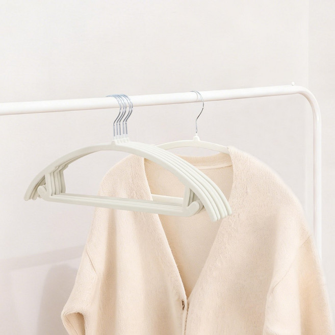 어깨 뿔 방지 내구성 좋은 360도 회전 논슬립 벨벳 라운드 옷걸이 고급형 쿠텐퍼 어깨쭐 논슬립 옷걸이, 화이트, 20개