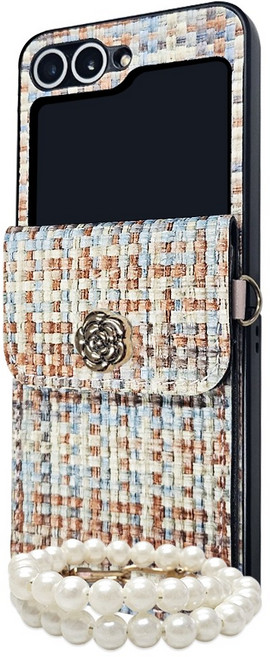 더조은셀러 트위드 카드자켓 진주 스트랩 케이스 핸드백