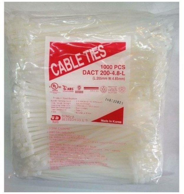 동아베스텍 케이블 타이 DACT 100-2.5-L 1000p, 화이트, 1개