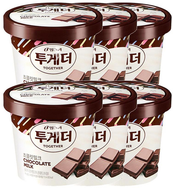 빙그레 투게더 초콜릿, 660ml, 6개
