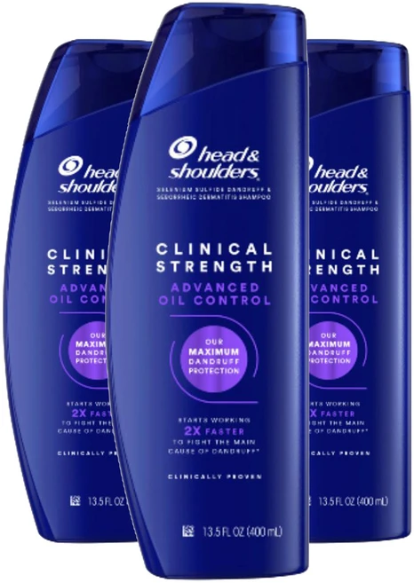 헤드앤숄더 클리니컬 스트렝스 댄드러프 디펜스 어드밴스드 오일 컨트롤 샴푸, 3개, 400ml - 쿠팡