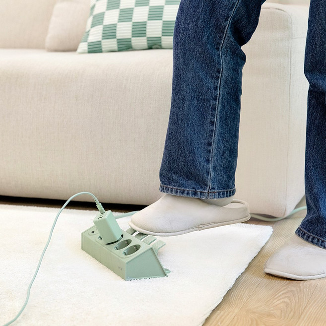 라이프썸 이지클릭 USB 멀티탭 4구 3포트 3M (LFS-HA) 4종 택1 눌러뽑는 멀티탭 4000W 고용량, 1개, 세이지그린