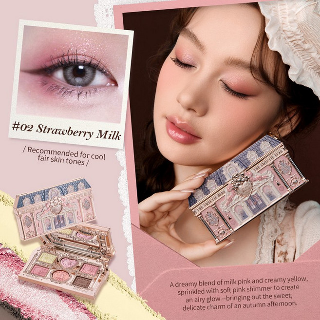 아이섀도우 플라워 노즈 더 스위티 베어 컬렉션 6색 메이크업 팔레트, [01] 02 Strawberry Milk