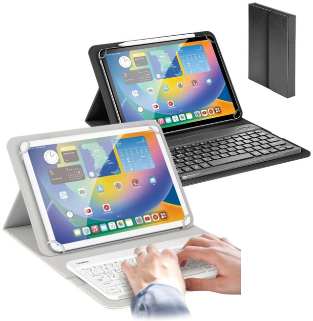 베이직스 베이직탭 10.1 태블릿 거치 블루투스 키보드 케이스 (블랙/화이트), Cosy-일반 키보드형-화이트