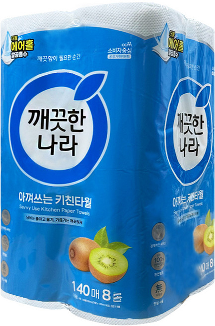 깨끗한나라 아껴쓰는 천연펄프 키친타올 140매, 2개