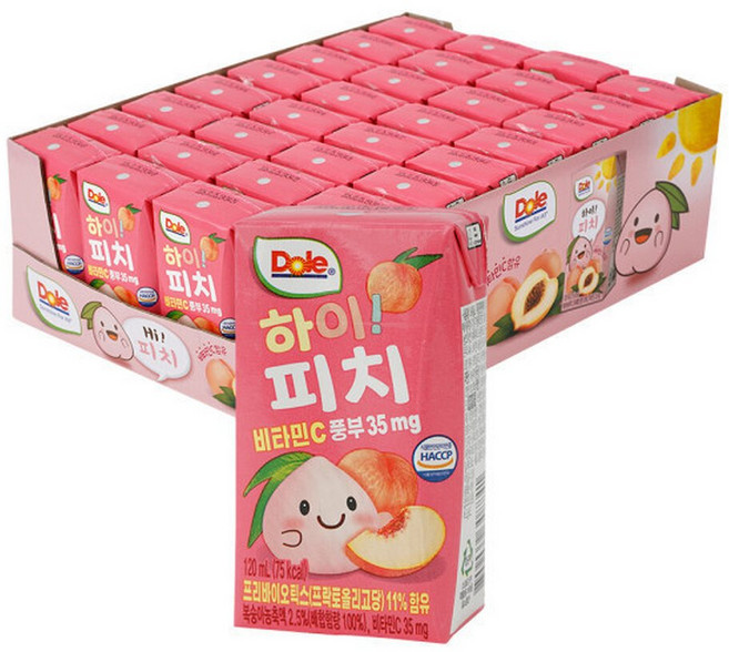 Dole 하이 피치 주스 120ml x 32팩 (1박스) / 복숭아, Dole 하이 피치 주스 120ml x 32팩 (1박스, 32개
