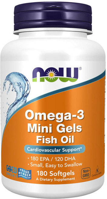 NOW Foods 오메가3 미니 젤 EPA 180/DHA 소프트젤, 180정, 1개