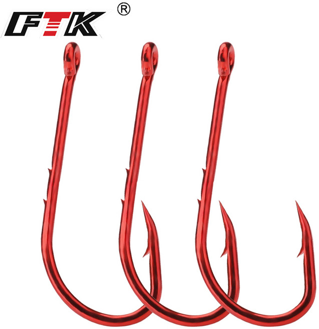 FTK 100개 / 50개 고탄소강 낚싯바늘, 1세트, 100개입