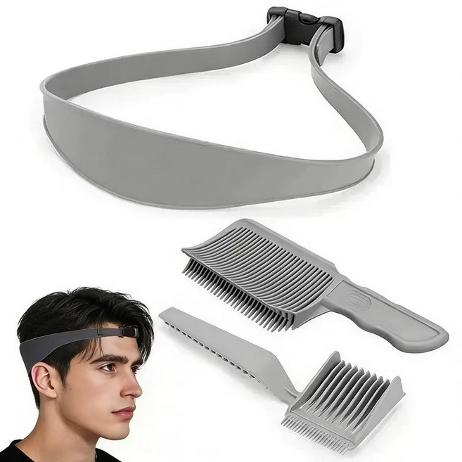 픽클리 셀프이발도구 커트빗 커브 각도빗 가이드밴드 세트, 1개, 그레이