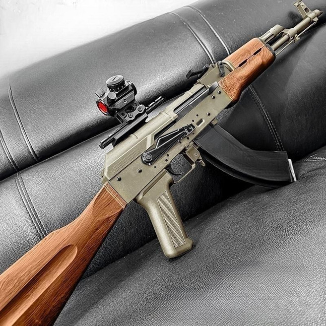 아라타 AK47 하이퀄리티 스틸 전동 소프트건 키덜트 젤리탄 스틸건, 블랙 표준 + 11.1v 리튬 배터리, 1개