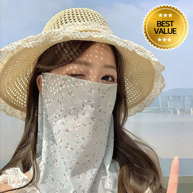 맑음라인 햇빛가리개 꽃무늬 여름 자외선 차단 얇은 안면 마스크