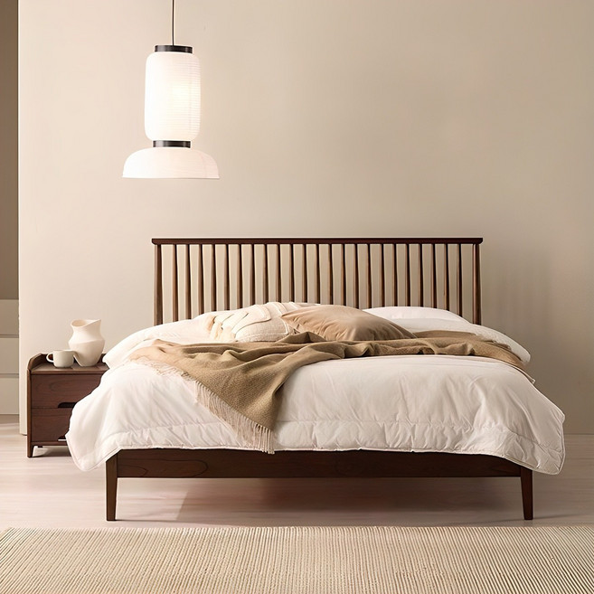 [즉시할인] 스칸디아 메이 프리미엄 원목 침대(슈퍼싱글&퀸) - 매트리스 제외/포함(2Colors), 월넛, 05. Q-매트제외
