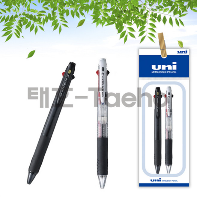 제트스트림 3색 다색펜 SXE3-400-38 0.38mm 2개 세트, 1세트, 0.38mm 블랙 1개 + 투명 1개