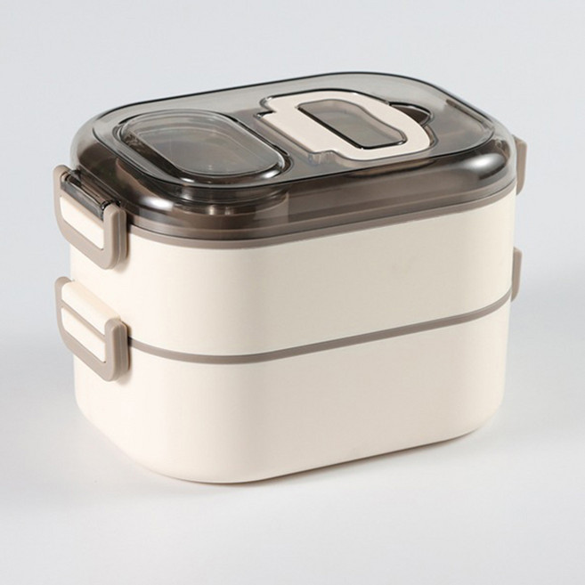 산뜻하니 일본보온도시락 대용량 2단 사각 스텐도시락, 1개, 그레이