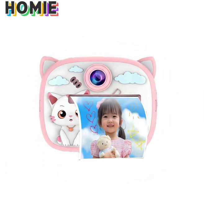 HOMIE 고화질 디지털카 메라휴대용 미니 즉석카메라 인화지, 1개, 핑크색