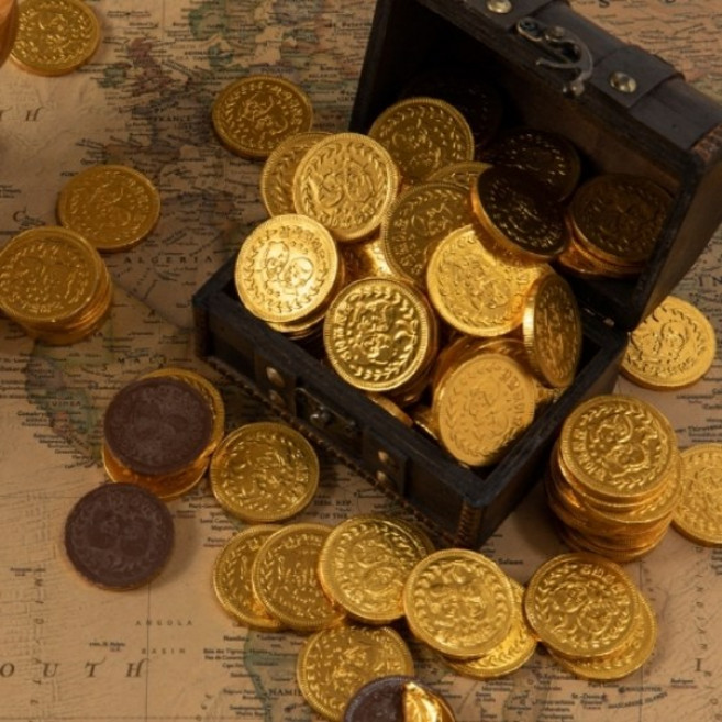 보물함 초콜릿 코인 동전 금화 초콜렛 네덜란드 골드 실버 발렌타인데이 화이트데이 선물, 153g, 1개