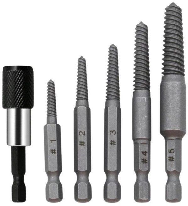 공구PXJ 반대탭 세트육각비트 볼트리무버 나사제거 히다리탭, 1, 6개