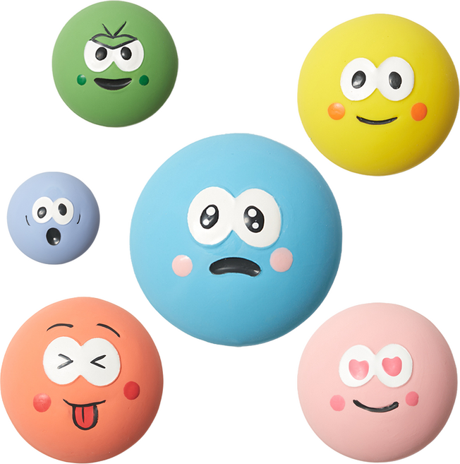 클라우더 라텍스 강아지 공 만득이 장난감, 공모양, 1세트, 6가지색상(노랑 파랑 녹색 주황 보라 핑크)