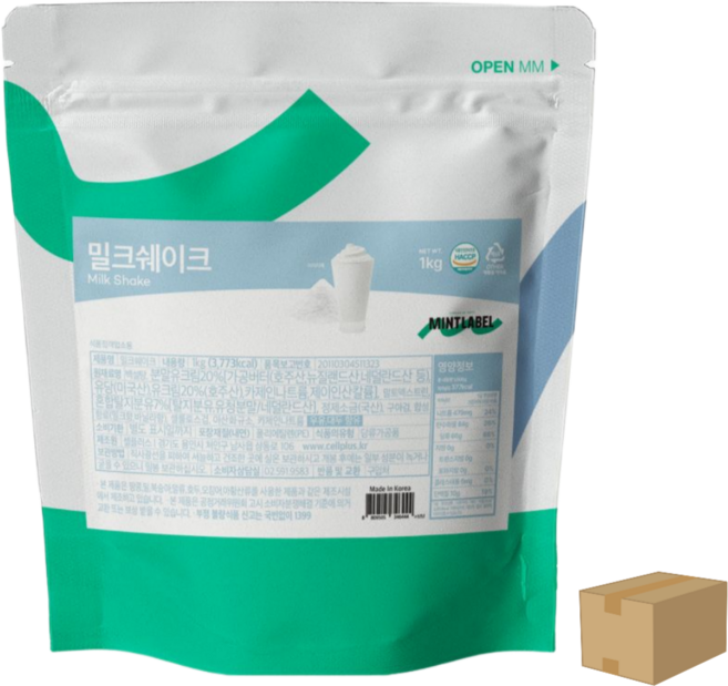 민트라벨 밀크쉐이크 스무디 파우더, 12개, 1개입, 1kg