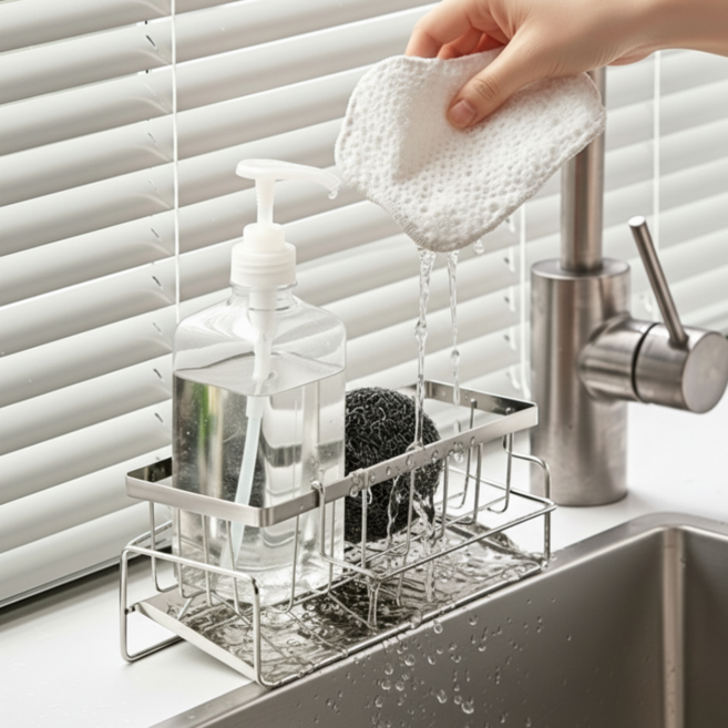 아르벤 녹슬지 않는 스텐 304 수세미 거치대, 1세트, 스테인레스