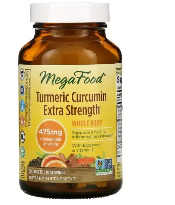 메가푸드 강황 터메릭 Turmeric 커큐민 Curcumin Extra Strength 60정, 1개 - 쿠팡