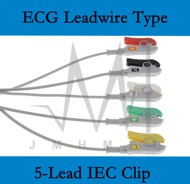 핀과 호환 이노케어 다중 파라미터 모니터 리드 전극 리드선 케이블, [11] 5-Lead IEC Clip, 1개