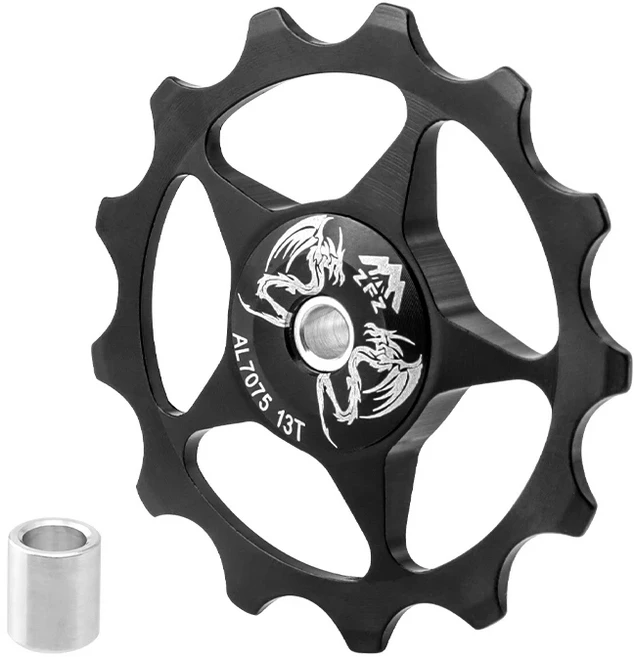 [호환제품] ENLEE 자전거 알루미늄 가이드 휠 풀리 후면 변속기 11T MTB 세라믹 베어링 자키 4/5/6MM, 07 13T black, 1개