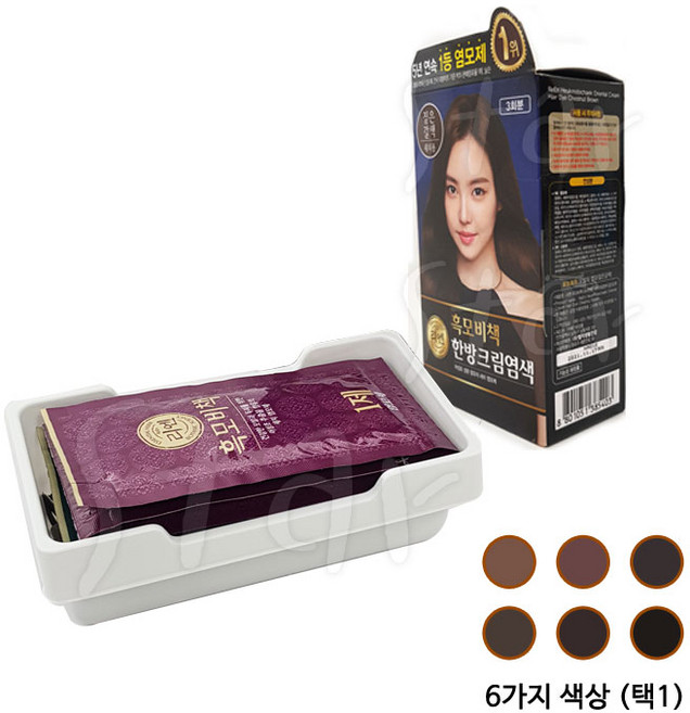 리엔 흑모비책 오리엔탈 새치 크림 염색 밝은 갈색 자연갈색 자연 밤색 흑갈색 흑색, ( 밝은갈색 ), 1개