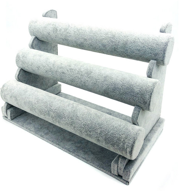 바미샵 3단 팔찌진열대 악세사리걸이 주얼리진열 1+1, 2개, 그레이(스웨이드)