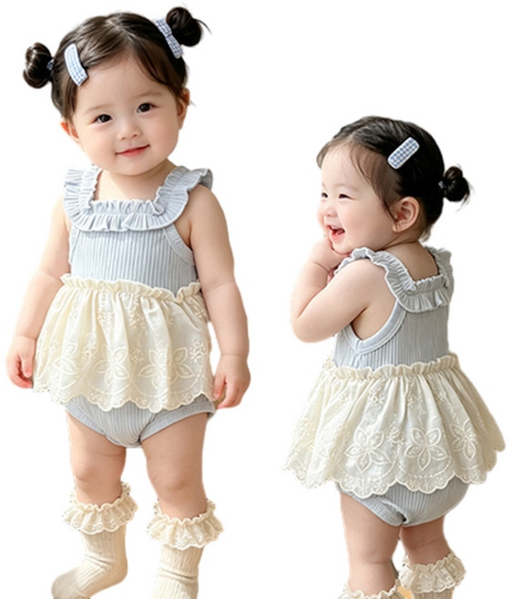 嬰幼兒夏裝薄款吊帶包屁裙