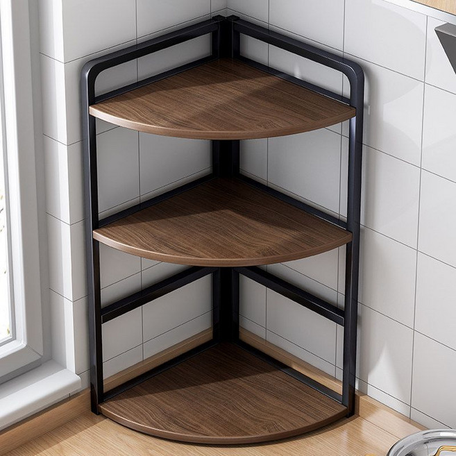 삼각형모서리 데스크탑 수납 선반 다층 책상 책장 진열대, 3. 미디엄 2층 오크+화이트 25X25X43cm