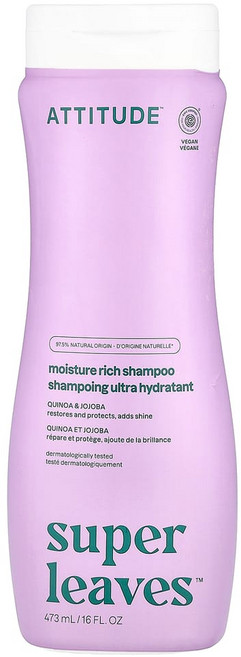 에티튜드 Super Leaves 사이언스 내추럴 샴푸 모이스처 리치 퀴노아 & 호호바 473ml(16oz), ATT11007, 1개, 473ml