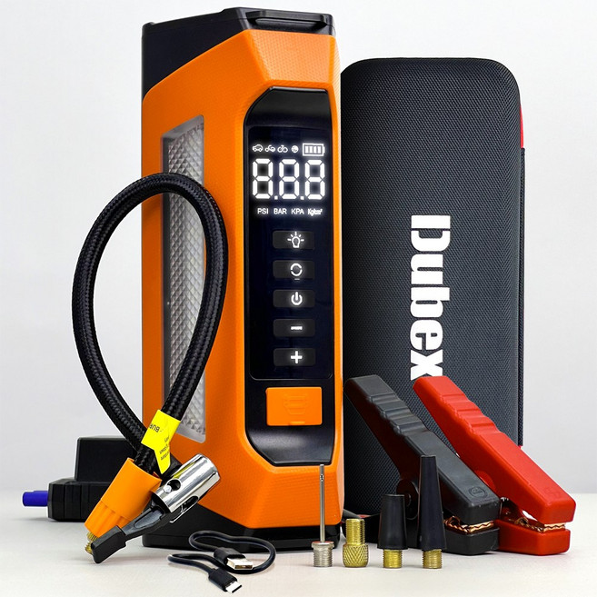 듀벡스 12V 점프스타터 & 공기압 충전기 보조베터리 후레쉬 비상등 캠핑조명 겸용, 1개, 10000mAh