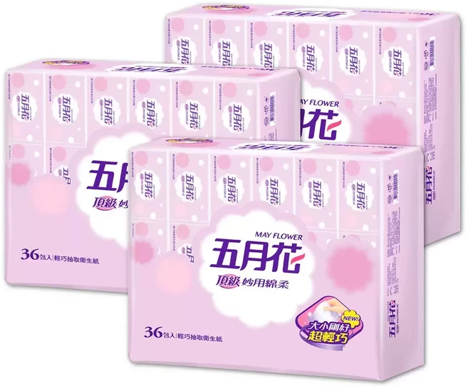 五月花 妙用綿柔抽取衛生紙 輕巧包, 108個, 130張
