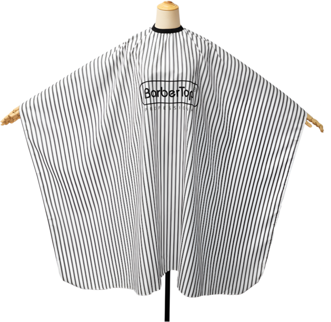 부드러운 스트라이프 이발보 전문가용 미용실 컷트 가운, 1개, 화이트 & 블랙 스트라이프
