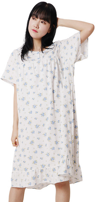 폭스 소프트스킨 반팔 원피스 잠옷 E6 여성용