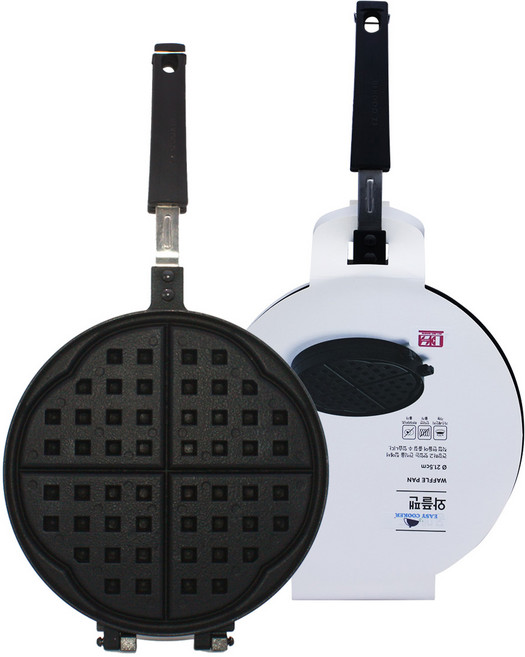 동우리빙아트 홈베이킹 간식 프라이팬 국산 직화 4구 원형 점보 와플팬, 가로 21.5cm x 세로 42.5cm x 높이 3.6cm, 1개