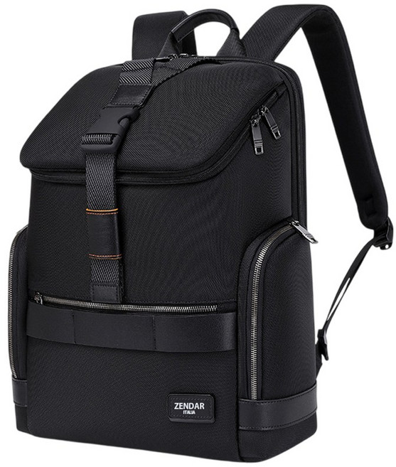 ZENDAR 頂級商務休閒電腦後背包 米洛系列 黑色