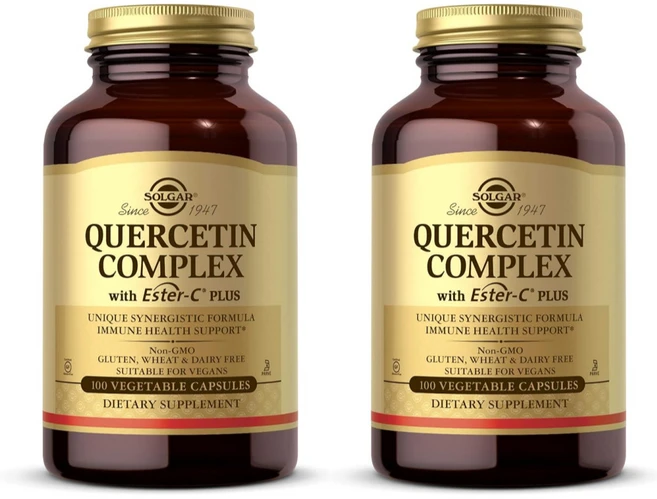Solgar 케르세틴 Ester-C 플러스 함유 퀘르세틴 복합체 베지 캡슐 100정 Quercetin 2통, 2개 - 쿠팡