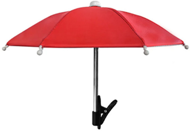 셀렉트템 오토바이 자전거 클립형 우산 햇빛가리개, 레드