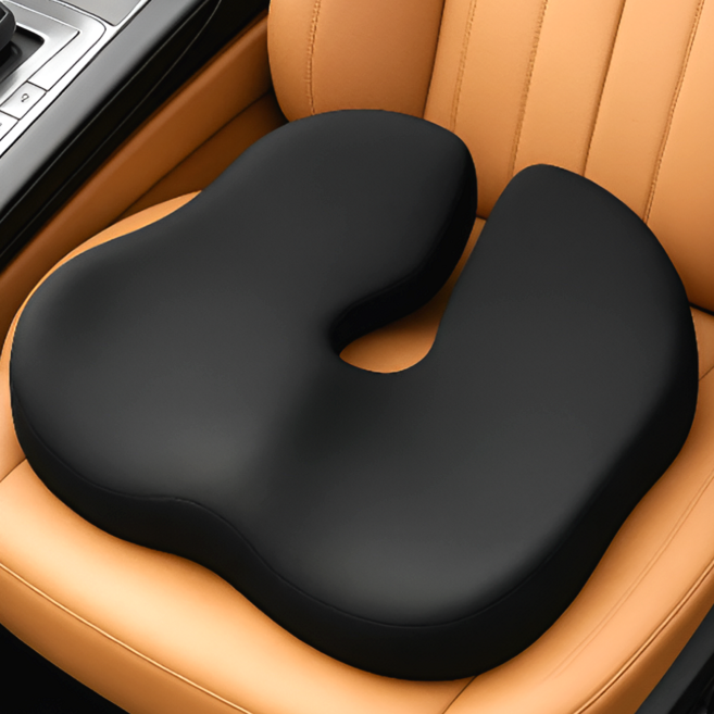 지티오비 차량용 메모리폼 방석 남성 꼬리뼈 허리 편안한 치질방석, 1개, 블랙
